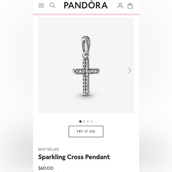 Authentic Pandora Sterling Silver Sparkling Cross Pendant Charm - Picture 6 of 6